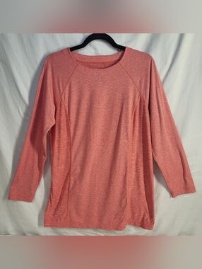 J. Jill Fit Marled Tunic Sz. Medium Long Sleeve Crewneck Workout Top Orange Dye